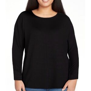 Time and Tru Women’s Hacci Knit Black Tunic Top w/ Long Sleeves Size XL Sweater